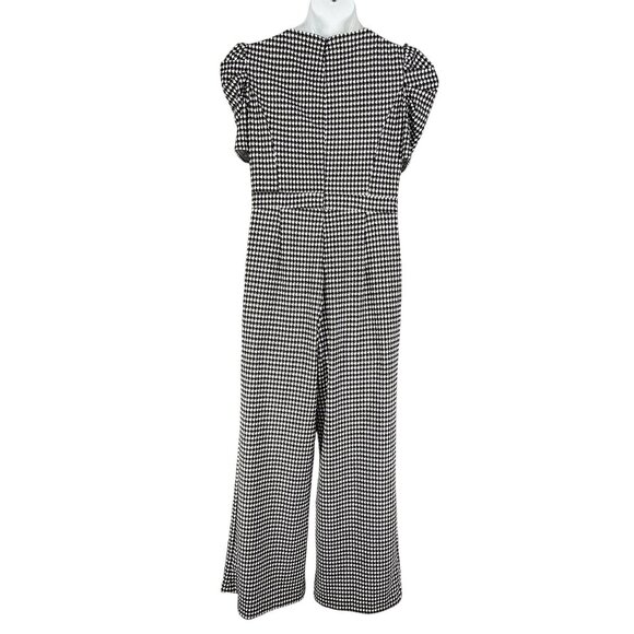 Women 12 Houndstooth Wide Leg Jumpsuit Pockets Stretch By Shelby & Palmer Office - Picture 2 of 16